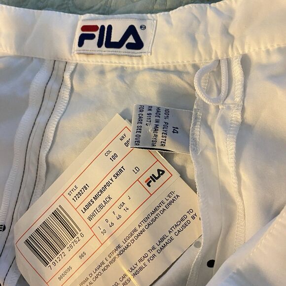 VTG Fila TennisGolf Skirt Set 32” Crop Top Black White Flecked Pickleball NWT 14 - Picture 10 of 10
